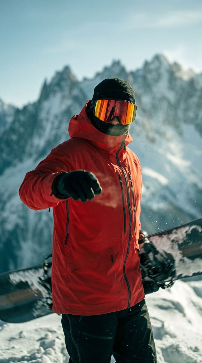 Strafe — garment silhouette against alpine light